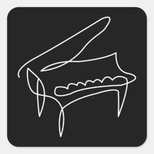 Piano Grand Piano Single Line Tekening Vierkante Sticker