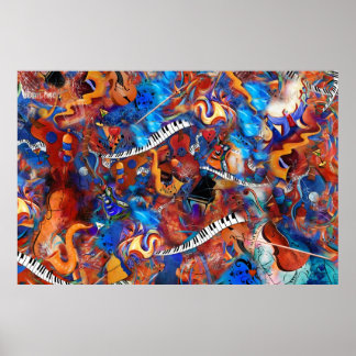 Piano Guitar Saxophone Music Madness Poster