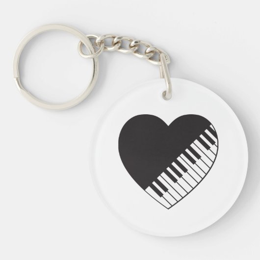 Piano Heart Acrylische Sleutelhanger (Voorkant)