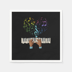 Piano Heart-Muzieknoten Treble Clef Piano Keyboard Servet