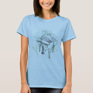 Piano Illustratie Kunst Tekening Muziek Liefhebber T-shirt