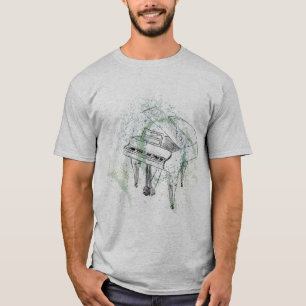 Piano Illustratie Kunst Tekening Muziek Liefhebber T-shirt