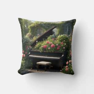 Piano in bloei- tuinschilderij kussen