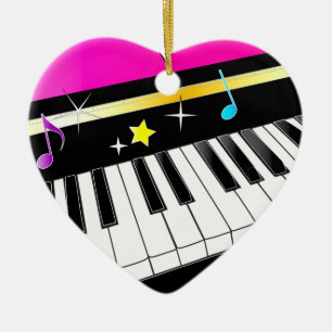 Piano in een hart keramisch ornament