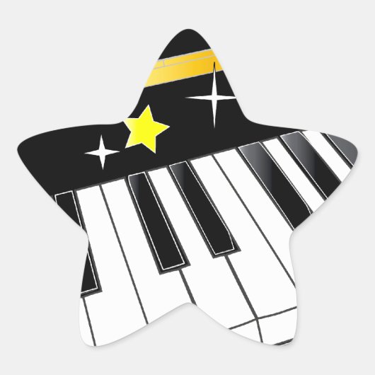 Piano in een ster sticker (Voorkant)