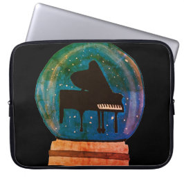 Piano in een Wereldbol Laptop Sleeve