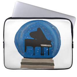 Piano in een Wereldbol van sneeuw - inpakpapier Laptop Sleeve