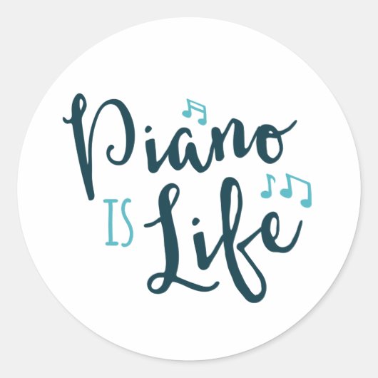 Piano is het leven ronde sticker (Voorkant)