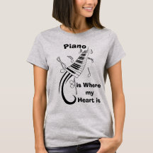 Piano is waar mijn hart Humoureuze T-shirt