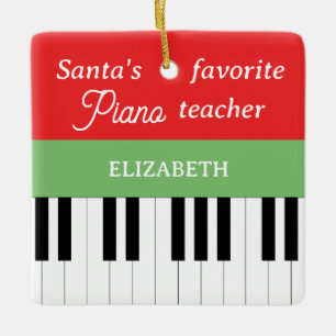 Piano Key Santa's favoriete pianoleraar Keramisch Ornament