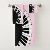 Piano Keyboard Black and White Music Design Pink Bad Handdoek (Insitu)