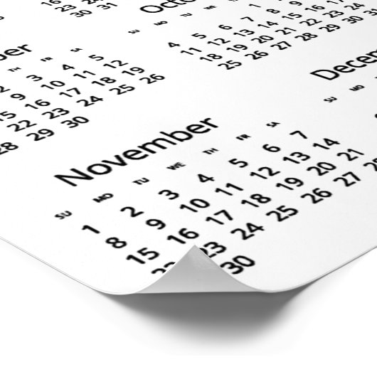 Piano Keyboard Design 2026 Wall Calendar Poster (Coin)