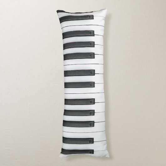 Piano Keyboard Musician Black en White Lichaamskussen (Achterkant (Verticaal))