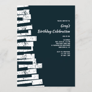 Piano Keys Birthday Party Invitation Kaart
