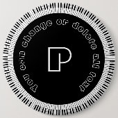 Piano Keys Black en White Monogrammed Ronde Button 6,0 Cm (Voorkant)