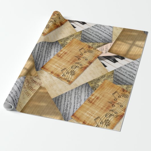 Piano Keys blad Muzieknotities Cadeaupapier (Uitgerold)