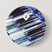 Piano Keys Blue Modern Music Lover Persoonlijk Ronde Button 7,6 Cm (Voorkant)