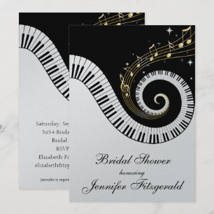 Piano Keys en Golden Musical Notes Vrijgezellenfee Kaart