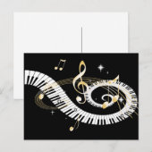 Piano Keys en Golden Muzieknoten Briefkaart (Voorkant / Achterkant)