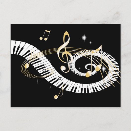 Piano Keys en Golden Muzieknoten Briefkaart (Voorkant)