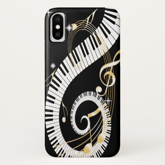 Piano Keys en Golden Muzieknoten Case-Mate iPhone Case (Achterkant)
