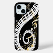 Piano Keys en Golden Muzieknoten Case-Mate iPhone Case (Achterkant)