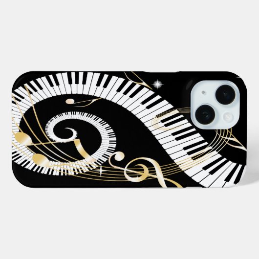 Piano Keys en Golden Muzieknoten Case-Mate iPhone Case (Achterkant (horizontaal))