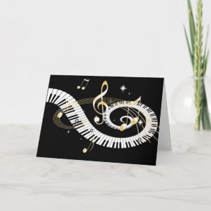 Piano Keys en Golden Muzieknoten Kaart