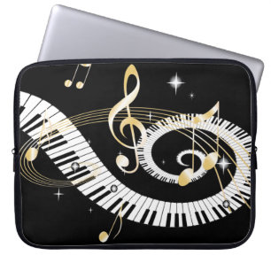 Piano Keys en Golden Muzieknoten Laptop Sleeve