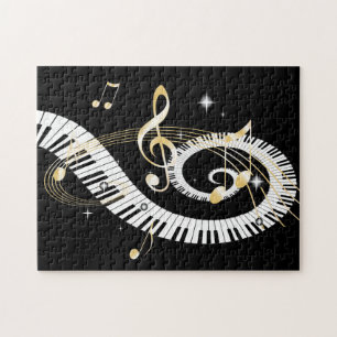 Piano Keys en Golden Muzieknoten Legpuzzel