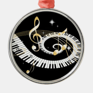 Piano Keys en Golden Muzieknoten Metalen Ornament