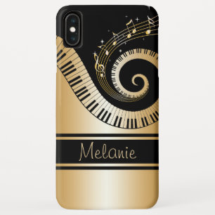 Piano Keys et Gold Music Notes Galaxy Coque
