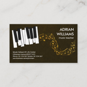Piano Keys Floating Gold Muzieknoten Music Teacher Visitekaartje