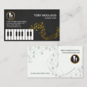 Piano Keys Gold Floating Musical Notes Visitekaartje (Voorkant / Achterkant)