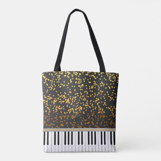 Piano Keys Gold Polka Dots Pattern Draagtas (Achterkant)