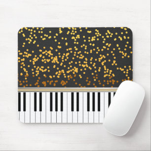 Piano Keys Gold Polka Dots Pattern Muismat
