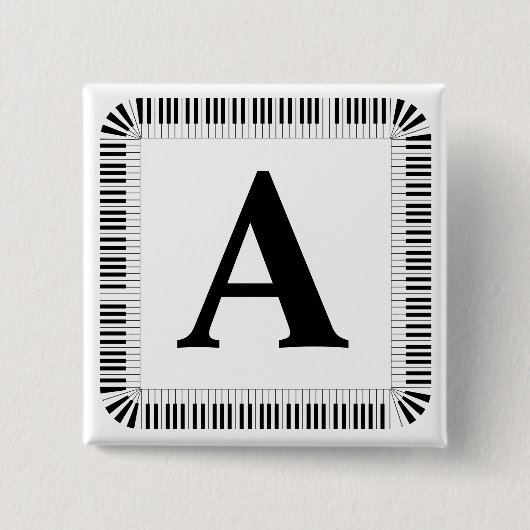 Piano Keys Monogram Pianist Piano Player Button (Voorkant)