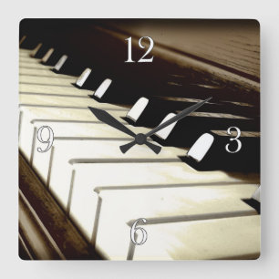 Piano Keys Music-Lover-wandklok Vierkante Klok
