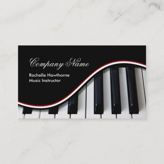 Piano Keys Music Visitekaartjes ~ Red (Voorkant)