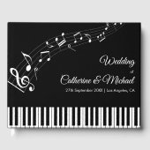 Piano Keys Musical Notes Zwart-wit bruiloft Gastenboek (Voorkant)
