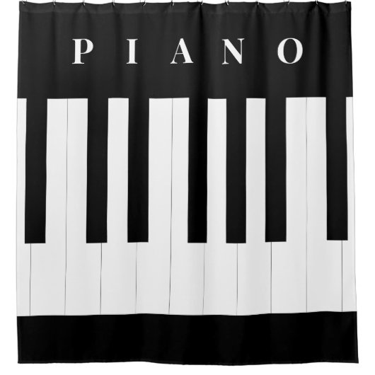 Piano Keys Muziek Keyboard Instrument Zwart Wit Douchegordijn (Voorkant)