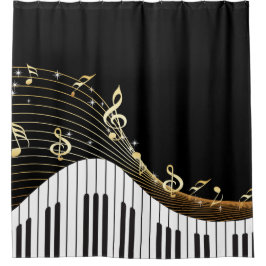 Piano Keys Muziekgolf Douchegordijn