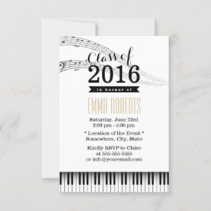 Piano Keys & Muzieknoten Musical Graduation Party Kaart