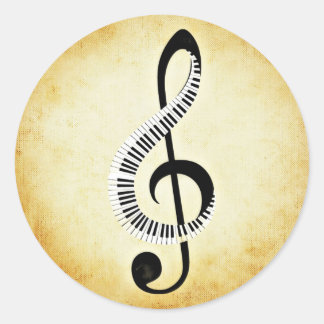Piano Keys op een Music Clef Ronde Sticker