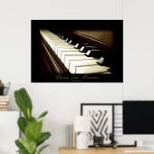 PIANO KEYS "Poursuivre vos rêves" Poster d'art (Bureau à domicile)