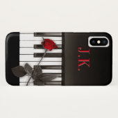 Piano Keys Red Rose Monogram Case-Mate iPhone Case (Achterkant (horizontaal))