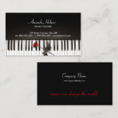 Piano Keys Red Rose Music carte de visite (Devant / Derrière)