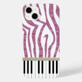 Piano Keys Roze Glitter Zebra Afdrukken Case-Mate iPhone Case (Achterkant)