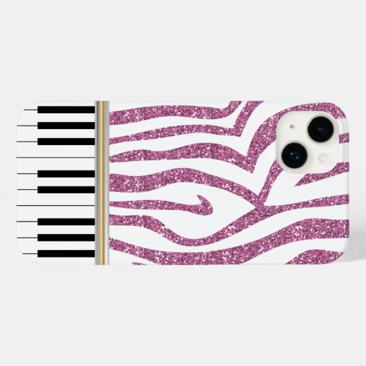 Piano Keys Roze Glitter Zebra Afdrukken Case-Mate iPhone Case (Achterkant (horizontaal))
