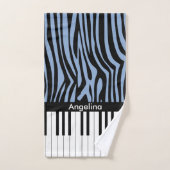 Piano Keys Sky Blauw en zwart Zebra Print Bad Handdoek (Handdoek)